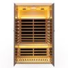 Low EMF Two person wide space hemlock double doors great glass luxury indoor Far infrared sauna room