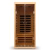 Low EMF One person wide space hemlock double doors great glass luxury indoor Far infrared sauna room