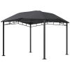 Outsunny 10' x 10' Soft Top Patio Gazebo Outdoor Canopy with Unique Geometric Design Roof, All-weather Steel Frame, Gray