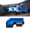 Fully Equipped Weaving Rattan Sofa Set with 2pcs Middle Sofas & 4pcs Single Sofas & 1 pc Coffee Table Black Embossed - Woven Rattan