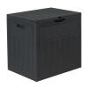 33gal Square Wood & Rattan Plastic Garden Storage Box Gray