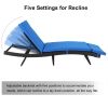 193*68*33cm S Shape Iron Frame Black Embossed Blue Cushion Woven Rattan Bed