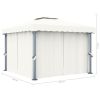 Gazebo with Curtain 9.8'x9.8' Cream White Aluminum