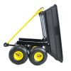 Folding car Poly Garden dump truck with steel frame, 10 inches. Pneumatic tire, 300 lb capacity body 55L black