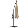 Cantilever Garden Parasol with LED Lights and Steel Pole 118.1" Taupe