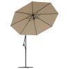 Cantilever Garden Parasol with LED Lights and Steel Pole 118.1" Taupe