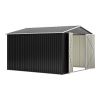 Outdoor Storage Shed 10x10 FT, Utility Metal Tool Storage with Lockable Doors and Updated Frame Structure, Large Metal Garden Shed for Backyard