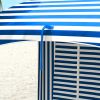 Outsunny 5.9' x 5.9' Portable Beach Umbrella, Ruffled Outdoor Cabana with Walls, Vents, Sandbags, Carry Bag, Blue & White Stripe