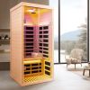 Low EMF One person wide space hemlock double doors great glass luxury indoor Far infrared sauna room