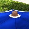 Outsunny 6.2' Portable Beach Umbrella, UV 40+ Ruffled Outdoor Umbrella with Vented Canopy, Carry Bag, Blue Stripe