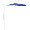 Garden Half Parasol with Pole 70.9"x35.4" Azure Blue