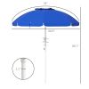 Outsunny 5.7' Portable Beach Umbrella with Tilt, Adjustable Height, 2 Cup Holders & Hooks, UV 40+ Ruffled Outdoor Umbrella with Vented Canopy, Blue