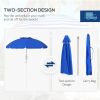 Outsunny 5.7' Portable Beach Umbrella with Tilt, Adjustable Height, 2 Cup Holders & Hooks, UV 40+ Ruffled Outdoor Umbrella with Vented Canopy, Blue