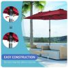 Outsunny Extra Large 15ft Patio Umbrella, Double-Sided Outdoor Umbrella with Crank Handle and Air Vents for Backyard, Deck, Pool, Market, Wine Red