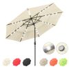 10Ft 3-Tiers 32LEDS Patio Umbrella Beige