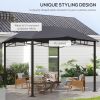 Outsunny 10' x 10' Soft Top Patio Gazebo Outdoor Canopy with Unique Geometric Design Roof, All-weather Steel Frame, Gray