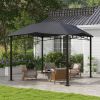 Outsunny 10' x 10' Soft Top Patio Gazebo Outdoor Canopy with Unique Geometric Design Roof, All-weather Steel Frame, Gray