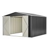 Outdoor Storage Shed 10x10 FT, Utility Metal Tool Storage with Lockable Doors and Updated Frame Structure, Large Metal Garden Shed for Backyard