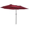 Outsunny Extra Large 15ft Patio Umbrella, Double-Sided Outdoor Umbrella with Crank Handle and Air Vents for Backyard, Deck, Pool, Market, Wine Red