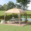 10' x 10' Patio Gazebo with Corner Shelves, Double Roof Outdoor Gazebo Canopy Shelter with Removable Mesh Netting, for Garden, Lawn, Backyard and Deck