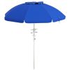 Outsunny 5.7' Portable Beach Umbrella with Tilt, Adjustable Height, 2 Cup Holders & Hooks, UV 40+ Ruffled Outdoor Umbrella with Vented Canopy, Blue