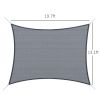 Outsunny 13' x 20' Rectangle Sun Shade Sail Canopy Outdoor Shade Sail Cloth for Patio Deck Yard with D-Rings and Rope Included - Gray