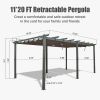 11 X 20 FT Outdoor Living Outdoor Retractable Pergola with Weather-Resistant Canopy Aluminum Garden Pergola Patio Grill Gazebo for Courtyard -Dark Gra