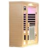 Low EMF Front door with heating panel Two persons Hemlock Far infrared corner Indoor sauna room