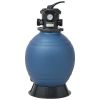 Pool Sand Filter with 6 Position Valve Blue 18 inch