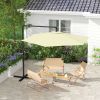 Outsunny 9.5FT Cantilever Patio Umbrella with Crank, Cross Base and Air Vent, Round Hanging Offset Umbrella, Heavy Duty Outdoor Umbrella for Garden