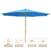 13 Ft Wooden Umbrella Blue