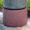 44" Tall Large Modern Cylinder Ribbed Tower Water Fountain With Rustic Base