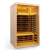 Low EMF Two person wide space hemlock double doors great glass luxury indoor Far infrared sauna room