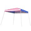 Outsunny Slant Leg Pop Up Canopy Tent with American Flag Roof and Carry Bag, Beach Canopy Instant Sun Shelter, Height Adjustable