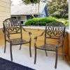 Set of 2 Cast Aluminum Patio Dining Chairs, Stackable Outdoor Bistro Chairs with Armrests for Balcony Backyard Garden Deck