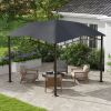 Outsunny 10' x 10' Soft Top Patio Gazebo Outdoor Canopy with Unique Geometric Design Roof, All-weather Steel Frame, Gray