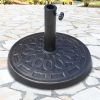 17" 26 lbs Round Resin Umbrella Base Stand Market Parasol Holder with Beautiful Decorative Pattern & Easy Setup, for Œ¶1.5", Œ¶1.89" Pole, for Lawn