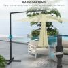 Outsunny 9.5FT Cantilever Patio Umbrella with Crank, Cross Base and Air Vent, Round Hanging Offset Umbrella, Heavy Duty Outdoor Umbrella for Garden