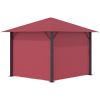 10' x 10' Patio Gazebo Aluminum Frame Outdoor Canopy Shelter with Sidewalls, Vented Roof for Garden, Lawn, Backyard, and Deck, Wine Red