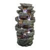 Outdoor Fountain 40.5inches High Rocks Outdoor Water Fountain with LED Lights