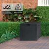 33gal Square Wood & Rattan Plastic Garden Storage Box Gray