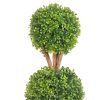 VEVOR Artificial Topiaries Boxwood Trees, 48 inch Tall (2 Pieces), 3 Ball-Shape Faux Topiaries Plant with Planters