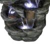 47.2inches Rock Outdoor Water Fountain with Led Lights for Patio, Yard, Deck, Garden Decor