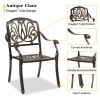 Set of 2 Cast Aluminum Patio Dining Chairs, Stackable Outdoor Bistro Chairs with Armrests for Balcony Backyard Garden Deck