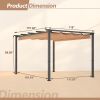 10' x 13' Aluminum Patio Pergola with Retractable Pergola Canopy, Backyard Shade Shelter for Porch, Outdoor Party, Garden, Grill Gazebo, Khaki