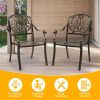 Set of 2 Cast Aluminum Patio Dining Chairs, Stackable Outdoor Bistro Chairs with Armrests for Balcony Backyard Garden Deck