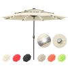 10Ft 3-Tiers 32LEDS Patio Umbrella Beige