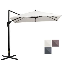 Outsunny 8FT Cantilever Patio Umbrella, Square Outdoor Offset Umbrella with 360¬∞ Rotation, Aluminum Hanging Umbrella with 3-Position Tilt (Color: as Pic)