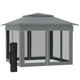 Outsunny 11' x 11' Pop Up Canopy, Outdoor Patio Gazebo Shelter with Removable Zipper Netting (Color: as Pic)