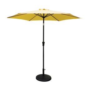 8.8 feet Outdoor Aluminum Patio Umbrella, Patio Umbrella, Market Umbrella with 42 pounds Round Resin Umbrella Base, Push Button Tilt and Crank lift (Color: as Pic)